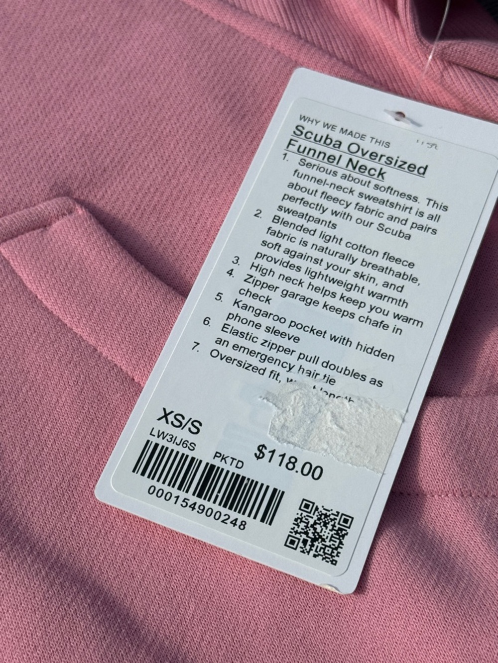 Lululemon Scuba Oversized Funnel Neck Pink Tide XS/S NWT Half Zip Sweatshirt - Picture 2 of 6